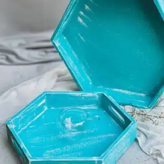 Turquoise hexagon trays set