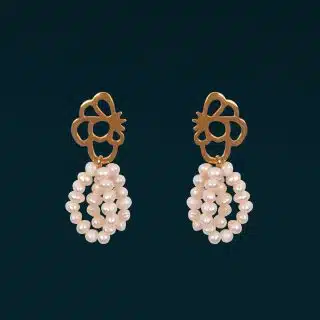 Gold plated silver earrings with fresh water pearls