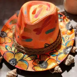 Orange hat rounded flower
