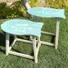 Set of Fish Tables Washed Blue