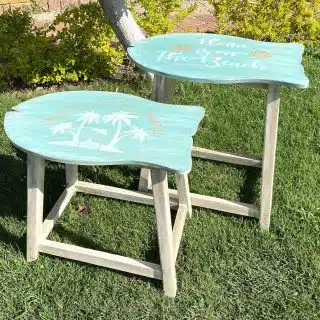 Set of Fish Tables Washed Blue