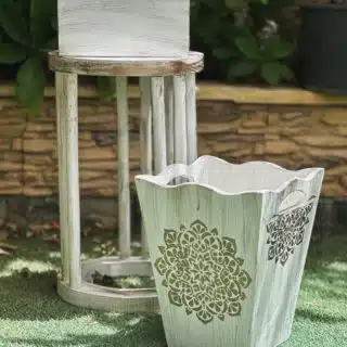 set of vintage mandala basket and tissue box