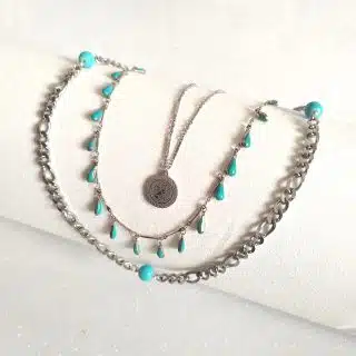 سيت ٣ سلاسل منفصلة طلاء. فضة