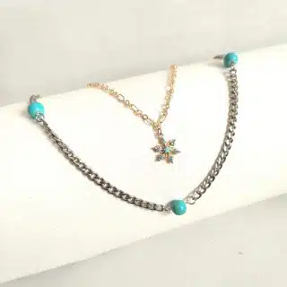 سيت. مكون. من سلسلتين طلاء. دهب. وفضة