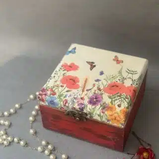 Red decoupage box