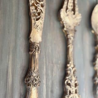 A vintage cutlery box