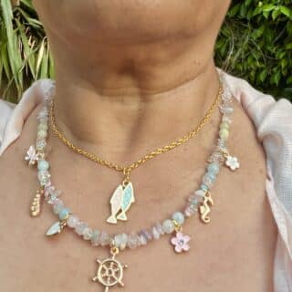 Summer Necklace set, gold filled chain.