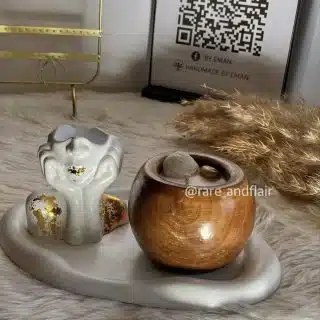 wooden pot scented candle