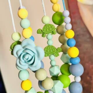 Teething, silicone beads necklaces, sold separately.