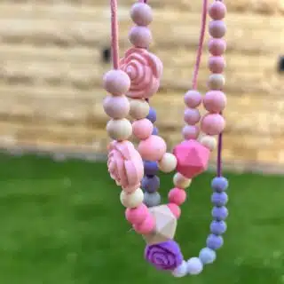 For little girl, silicone beads necklaces, sold separately.