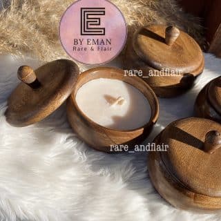 wooden pot scented candle