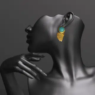 Handmade Turquoise Lotus earring for women