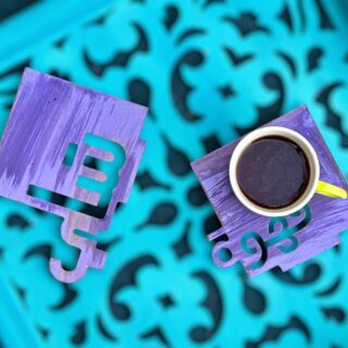 purple shay and qahwa coasters set