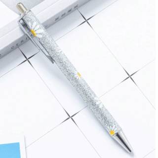 silver flowers Glitter Ballpoint Pen
