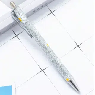 silver flowers Glitter Ballpoint Pen