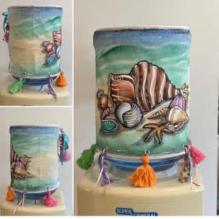 Dispenser cover hand painted