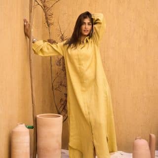 Mastrud yellow Linen Dress