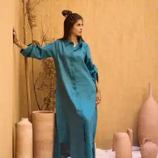 Dark Teal Linen Dress