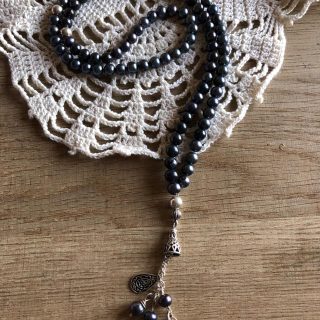 Handmade 925 Silver Black Pearl Rosary