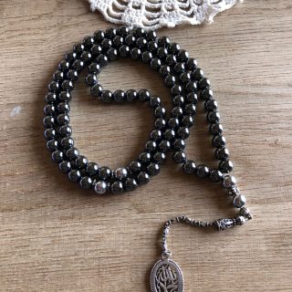 Handmade 925 Silver Dark grey Hematite Rosary