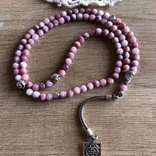 925 Silver Islamic rosary with 99 genuine lepidolite beads