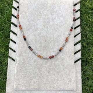 Handmade 925 Silver Brown Agate Necklace & Bracelet Set
