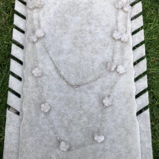 Long Handmade 925 Silver Rose Quartz Necklace/Eyewear holder