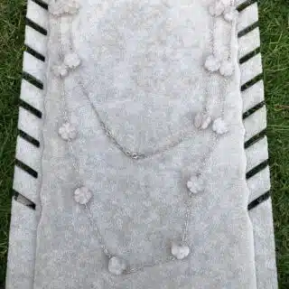 Long Handmade 925 Silver Rose Quartz Necklace/Eyewear holder