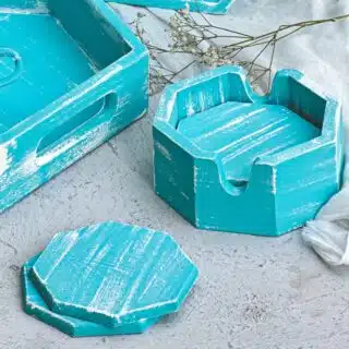 turquoize hexagon coasters set