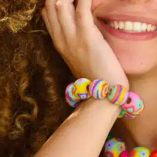 One Pastel HandPainted Beads Bracelet