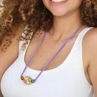 Purple Leather Necklace With A Colored Bead