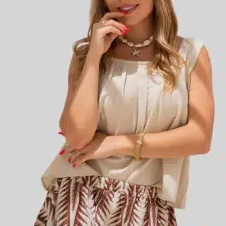 Beige Sleeveless Top