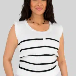 striped knit top white