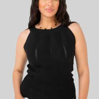 halter knit top black