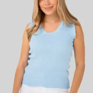 flowered rims knit top blue