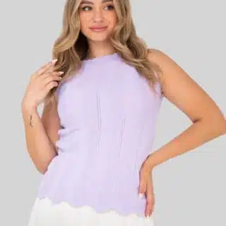 halter knit top purpel