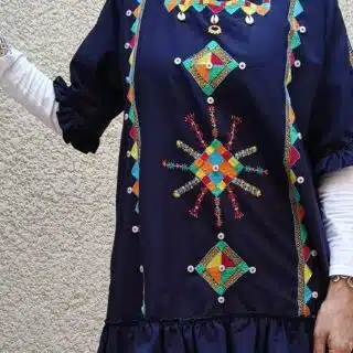 New Arrivals 118 بلوزة كحلي تطريز سيوي نصف كم