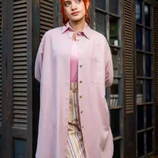 Pink lilac pure linen long shirt
