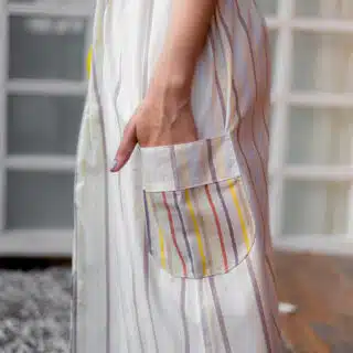 Yellowish Striped cotton cargo skirt