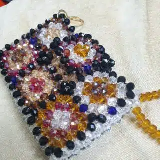 Crystal glass beaded wallet