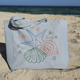 Hand-embroidered Cotton Beach Bag