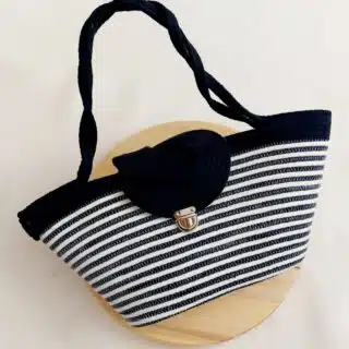 Mirna Navy and white cottoncord tote