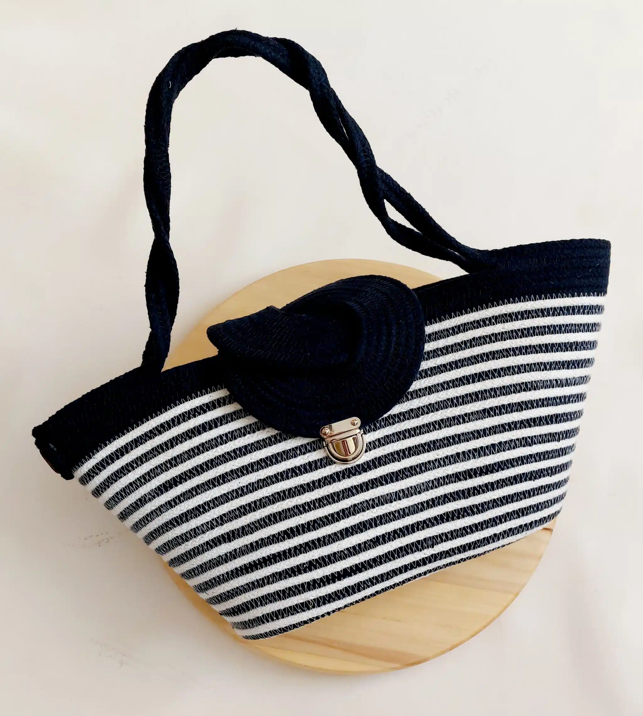 Mirna Navy and white cottoncord tote 1 Mirna Navy and white cottoncord tote
