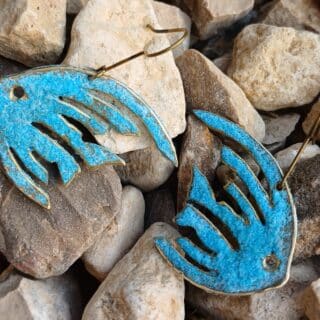 Fish patina earrings