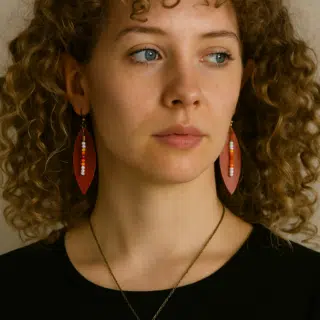 New Arrivals 141 Summer Bloom Leather Beaded Set Earrings and Necklace (Copy)