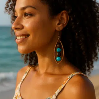 New Arrivals 139 Summer Bloom Leather Turquoise Beaded Set Earrings