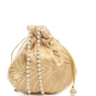 Golden pouch with pearl handle