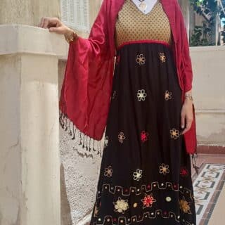 فستان تطريز منسج نسيج يدوي