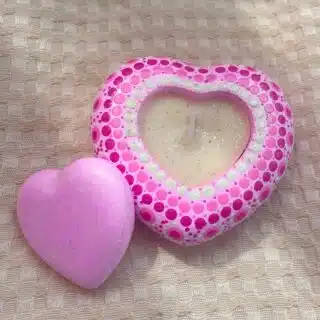 pink heart candle