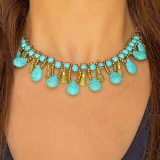 Howlite brass necklace